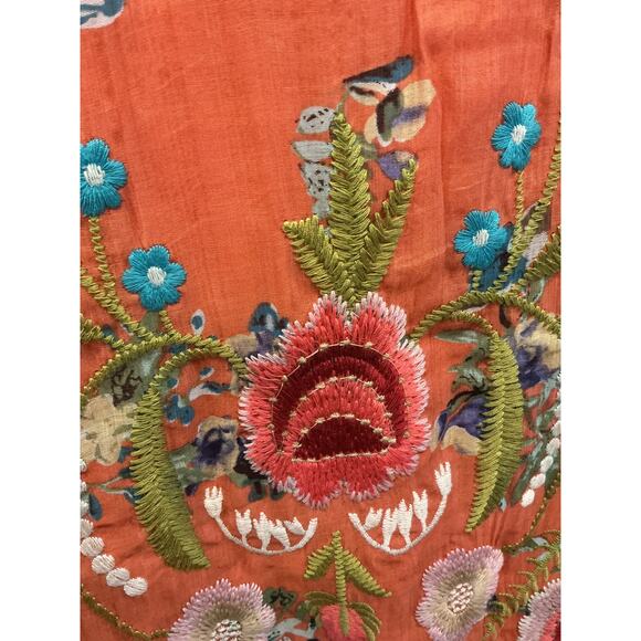 Soft Surroundings Womens Embroidered Tunic Top Sz PL Large Floral Velvet Collar - Picture 9 of 11